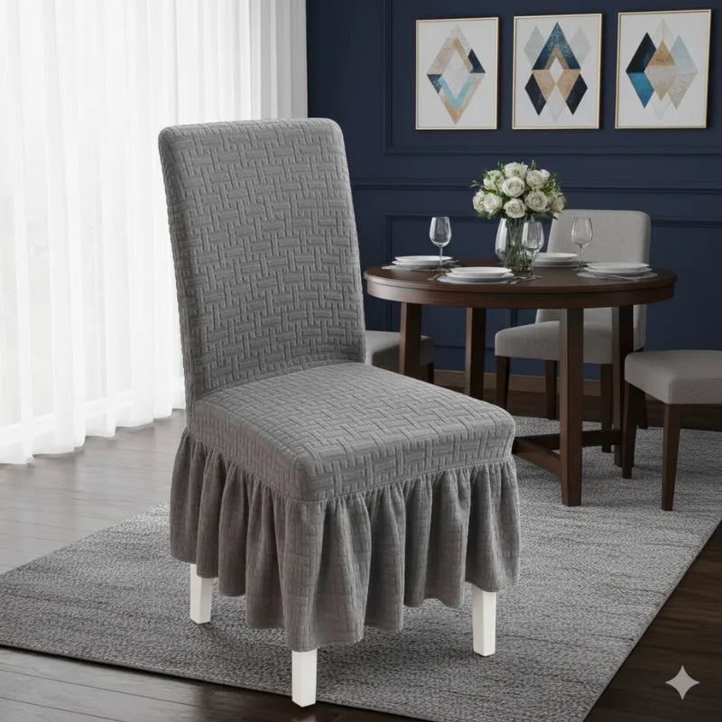 Jacquard Stripe Chair Cover - Gray