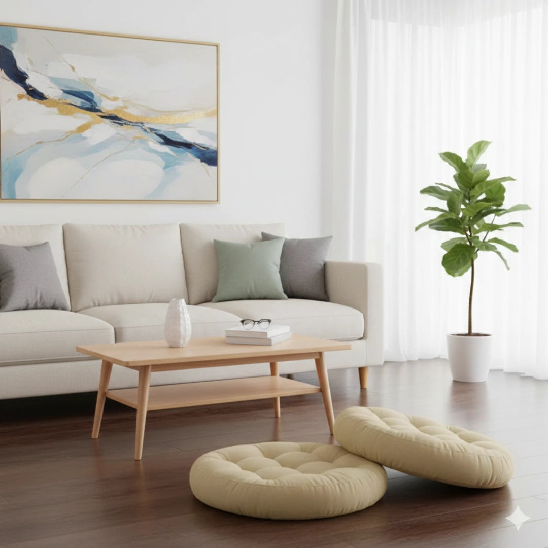 Round Shape Floor Cushion / Soft Meditation Cushion For Casual Seating In Skin Color