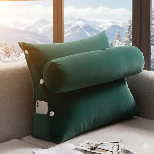Velvet Triangular Back Rest Pillow / Back Wedge Cushion (Zinc)