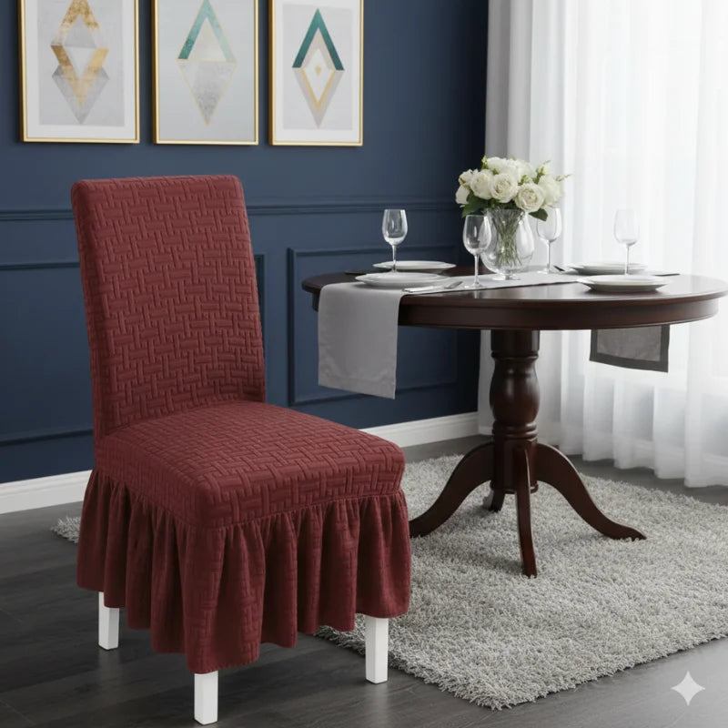 Jacquard Stripe Chair Cover - Meroon
