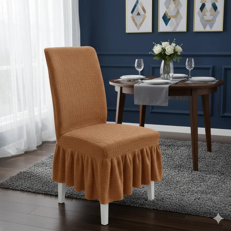 Jacquard Stripe Chair Cover - Light Brown