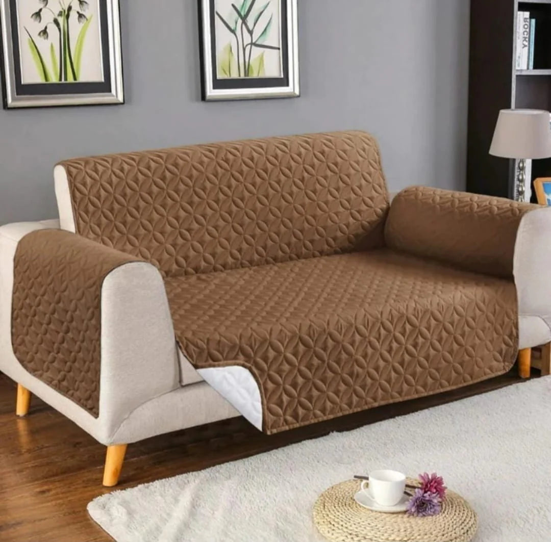 Bin Riaz Ultrasonic Quilted Sofa Covers Coffee Brown