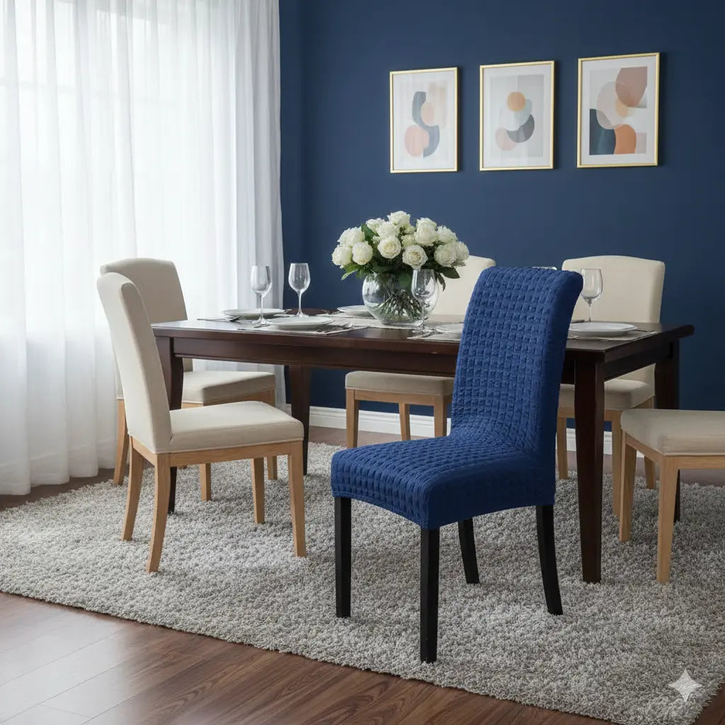 Turkish Bubble Style Fitted Chair Cover Blue