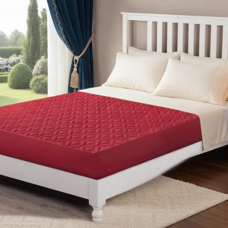 Bin Riaz Premium Quilted Water Proof Mattress Maroon Color