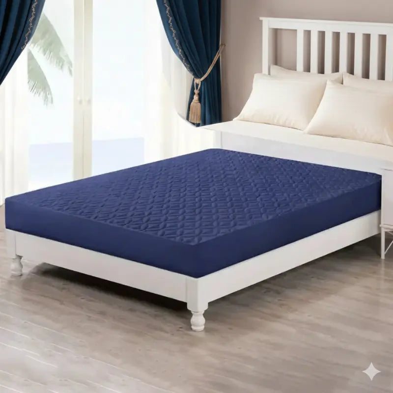 Bin Riaz Premium Quilted Water Proof Mattress Blue Color