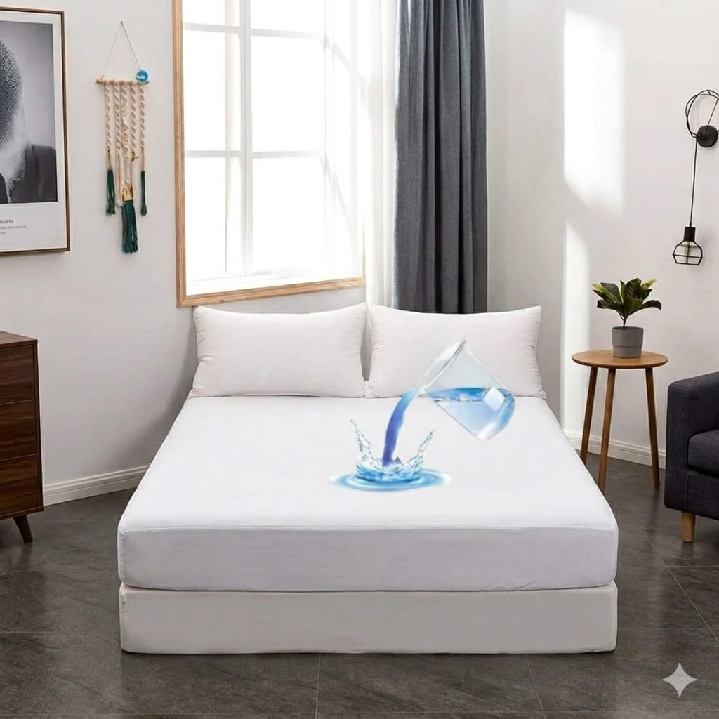 Binriaz Waterproof Terry Mattress Cover White