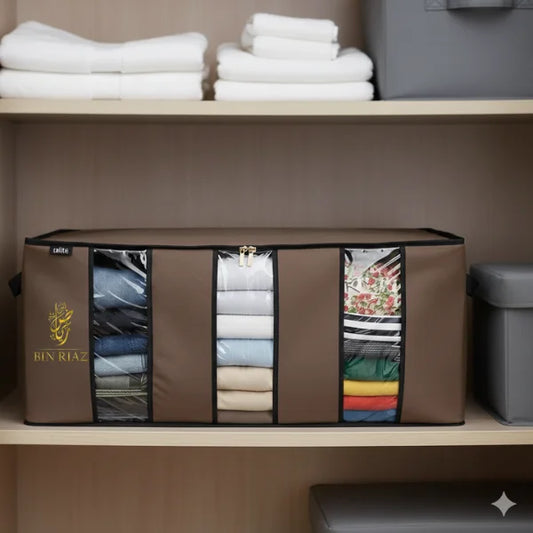 3 Compartment Storage Organizer / Clothes Storage Bag (Brown)