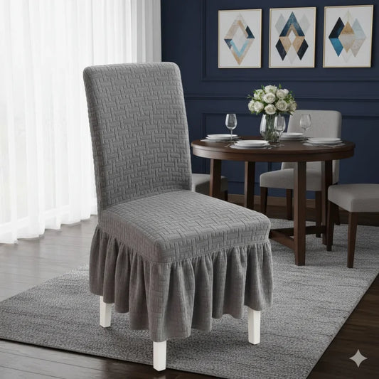 Jacquard Stripe Chair Cover - Gray
