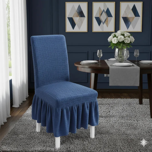 Jacquard Stripe Chair Cover - Blue