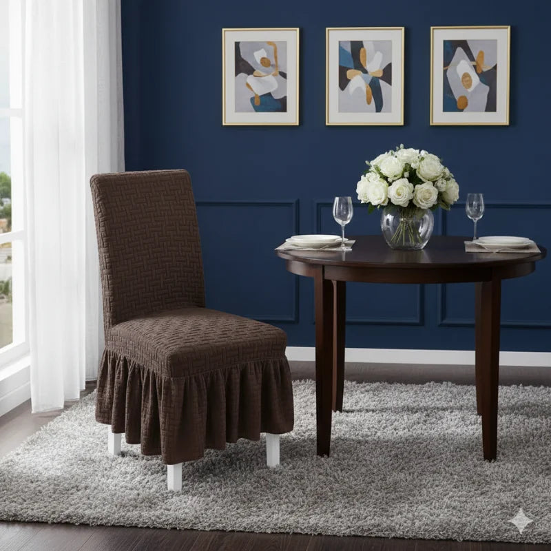 Jacquard Stripe Chair Cover - Dark Brown