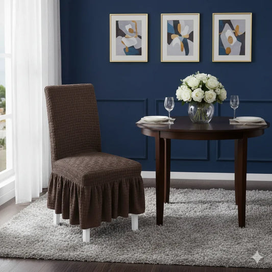 Jacquard Stripe Chair Cover - Dark Brown