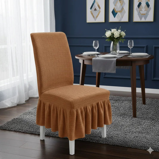 Jacquard Stripe Chair Cover - Light Brown