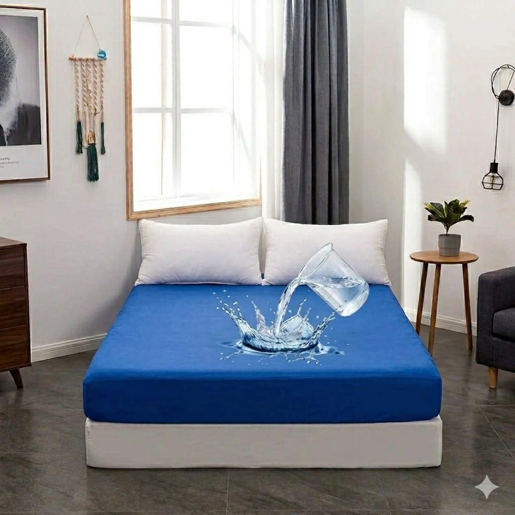 Binriaz Waterproof Terry Mattress Cover Blue