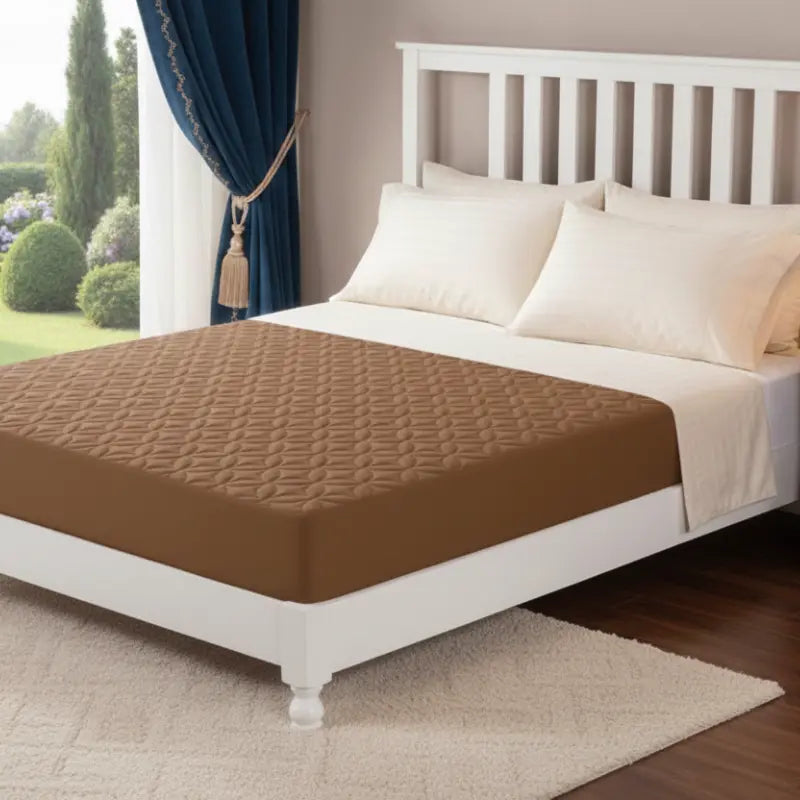 Bin Riaz Premium Quilted Water Proof Mattress Dark Brown Color