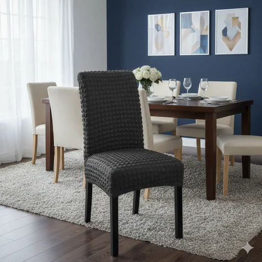Turkish Bubble Style Fitted Chair Cover Dark Gray