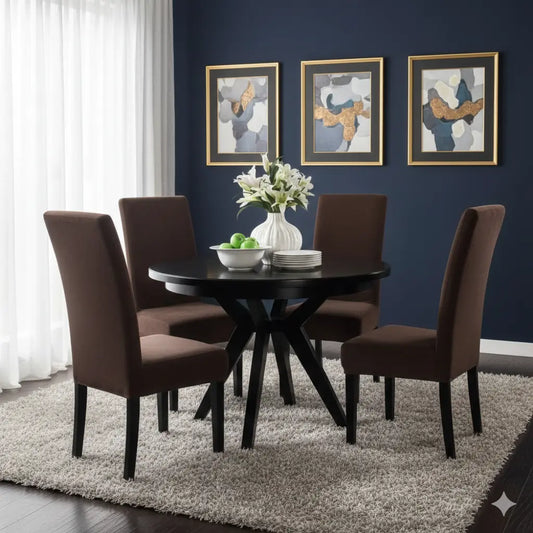 Fitted Style Cotton Jersey Chair Cover - Dark Brown