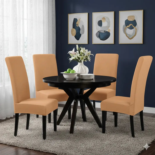 Fitted Style Cotton Jersey Chair Cover - Beige