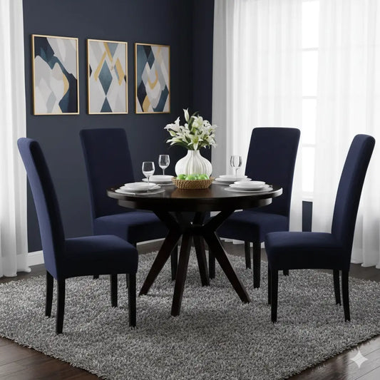 Fitted Style Cotton Jersey Chair Cover - Blue