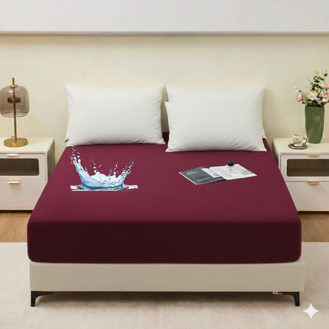 Binriaz Waterproof Terry Mattress Cover Maroon