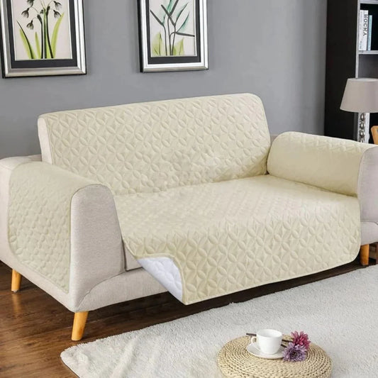 Bin Riaz Ultrasonic Quilted Sofa Covers Coffee Off-White