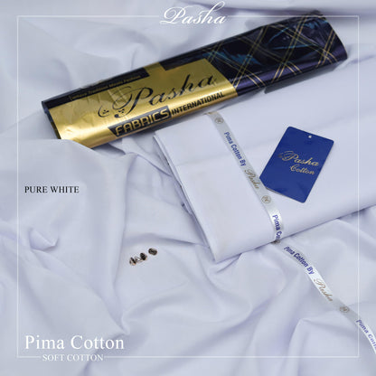 Pasha's Pima Soft Cotton Eid Collection Pure White Color