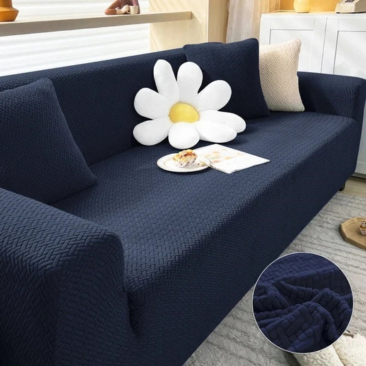 Jacquard Stripe Sofa Cover – Style with Protection(Navy Blue)