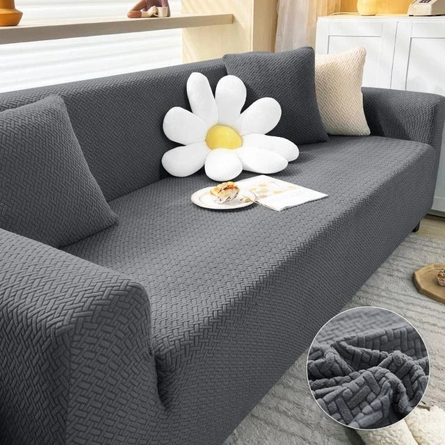 Jacquard Stripe Sofa Cover – Style with Protection(Grey)
