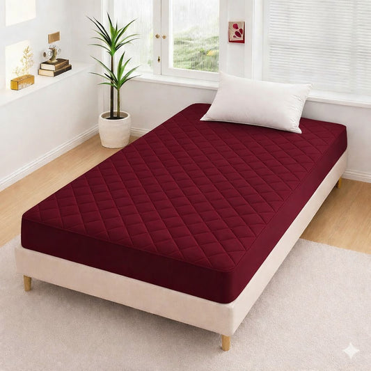 Quilted Waterproof Mattress Protector – Single (Meroon)
