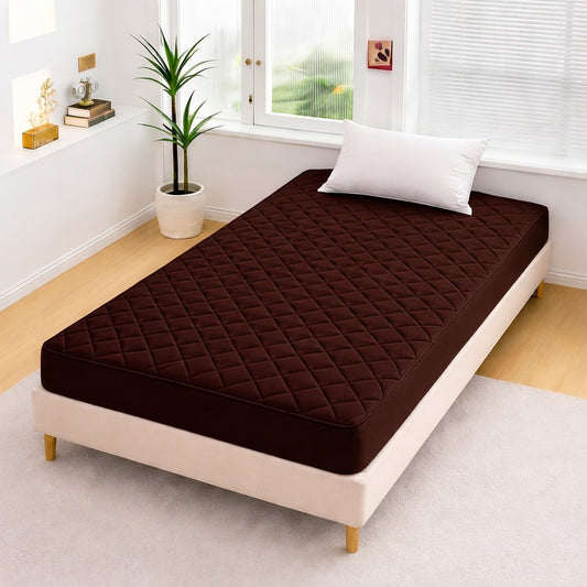 Quilted Waterproof Mattress Protector – Single (Dark Brown)