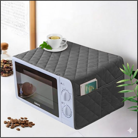 Waterproof Quilted Microwave Oven Cover With Side Pockets (Grey)