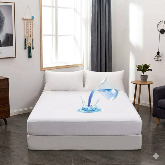 Binriaz Waterproof Terry Mattress Cover White